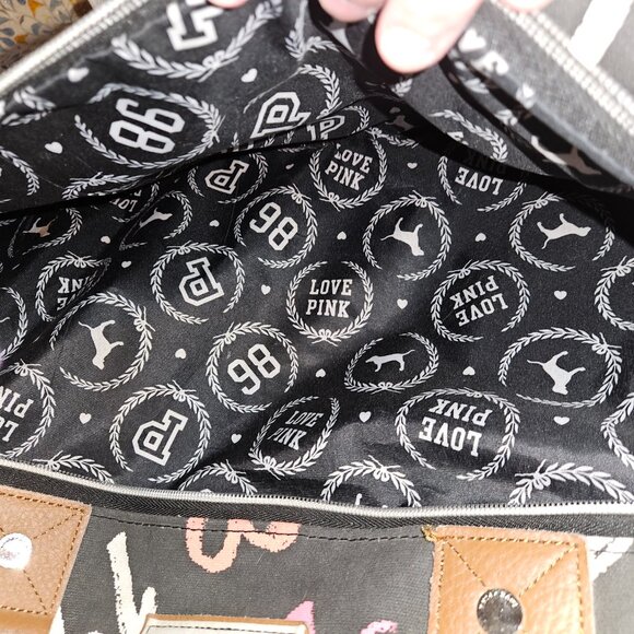 Victoria Secret PINK Black Graffiti Rolling Suitcase Duffle Bag - Picture 6 of 13